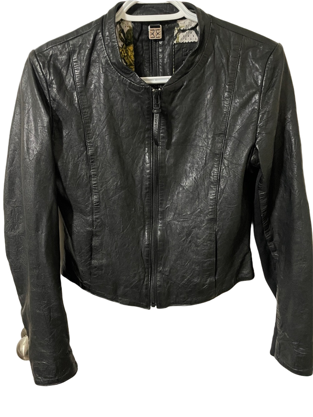 Bano eeMee Black Crop Leather Jacket Size 6